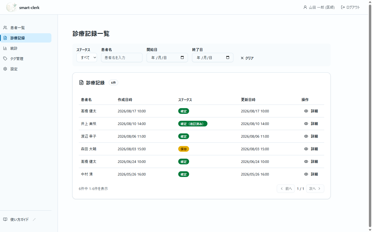 診療記録一覧
