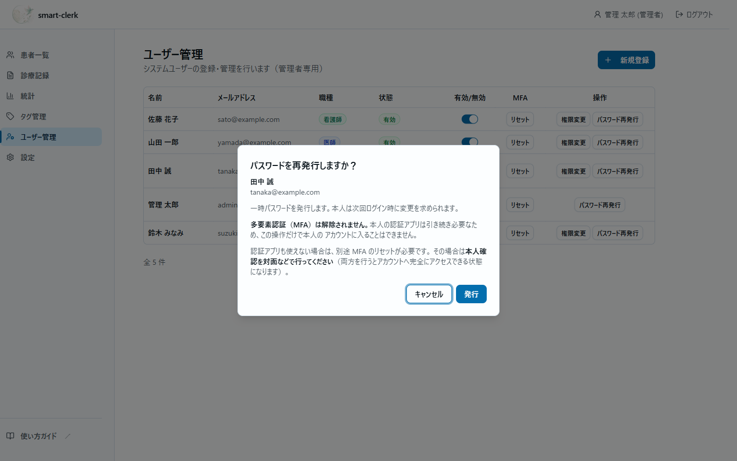 パスワード再発行